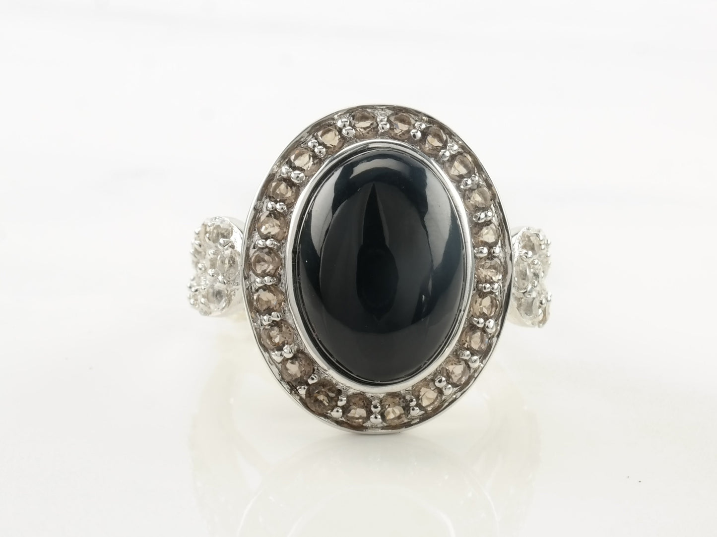 Carlo Viani Ring Black Onyx Spinel Sterling Silver Size 7