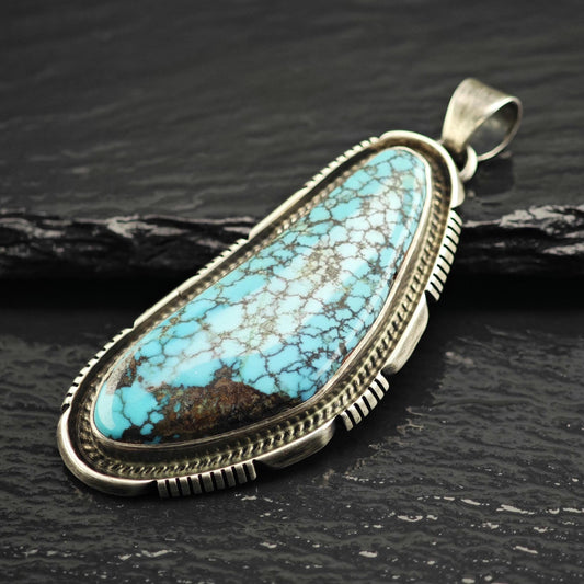 Michael Perry Spiderweb Turquoise Sterling Silver Pendant P3077