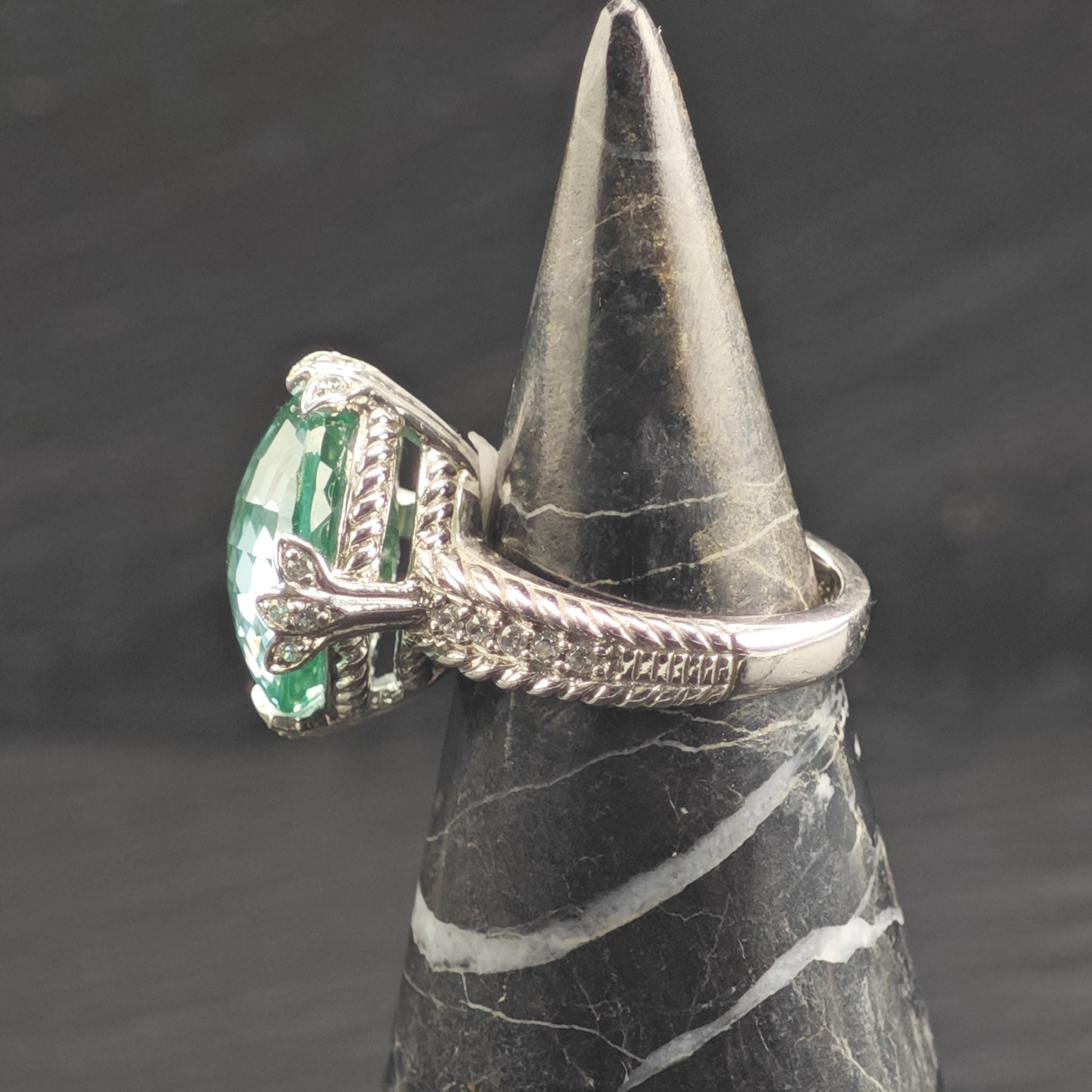 Judith Ripka Green Quartz Doublet Sterling Silver Ring Sz 7 R6682