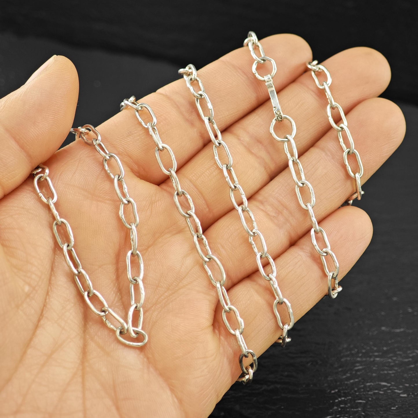 Sterling Silver Handmade Paperclip Chain Necklace 30 1/4" N2634