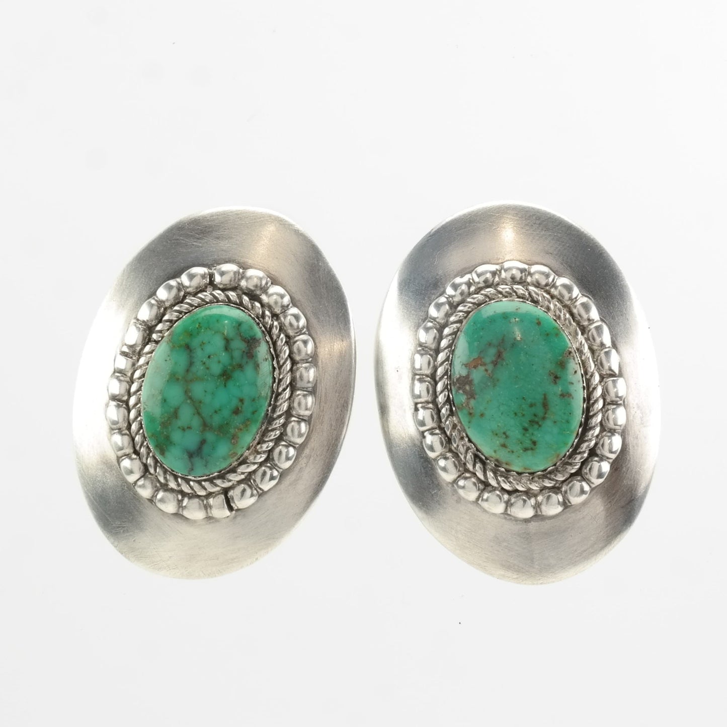 Native American Sterling Silver Turquoise Shield Earrings Stud