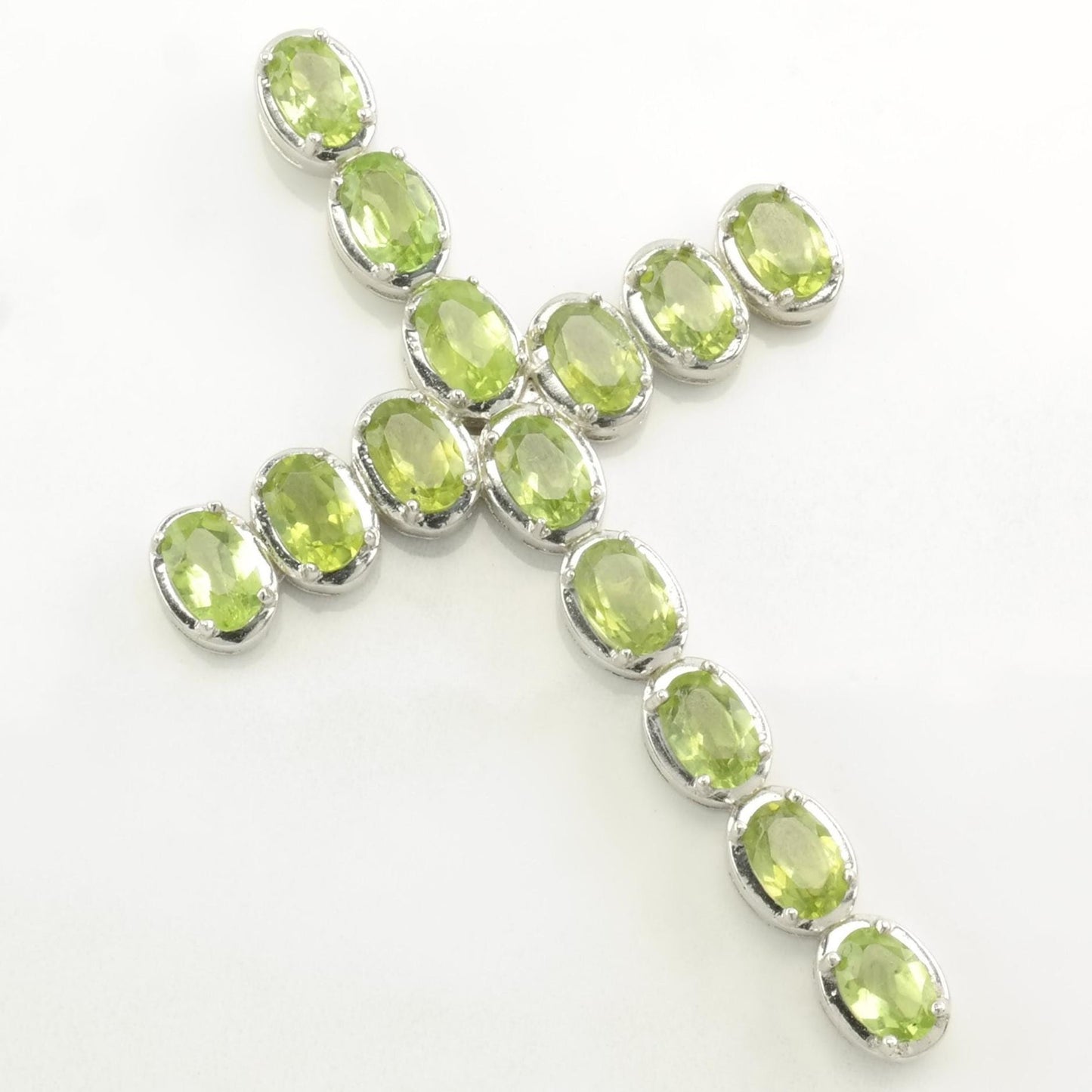 Vintage Peridot Cross Sterling Silver Pendant