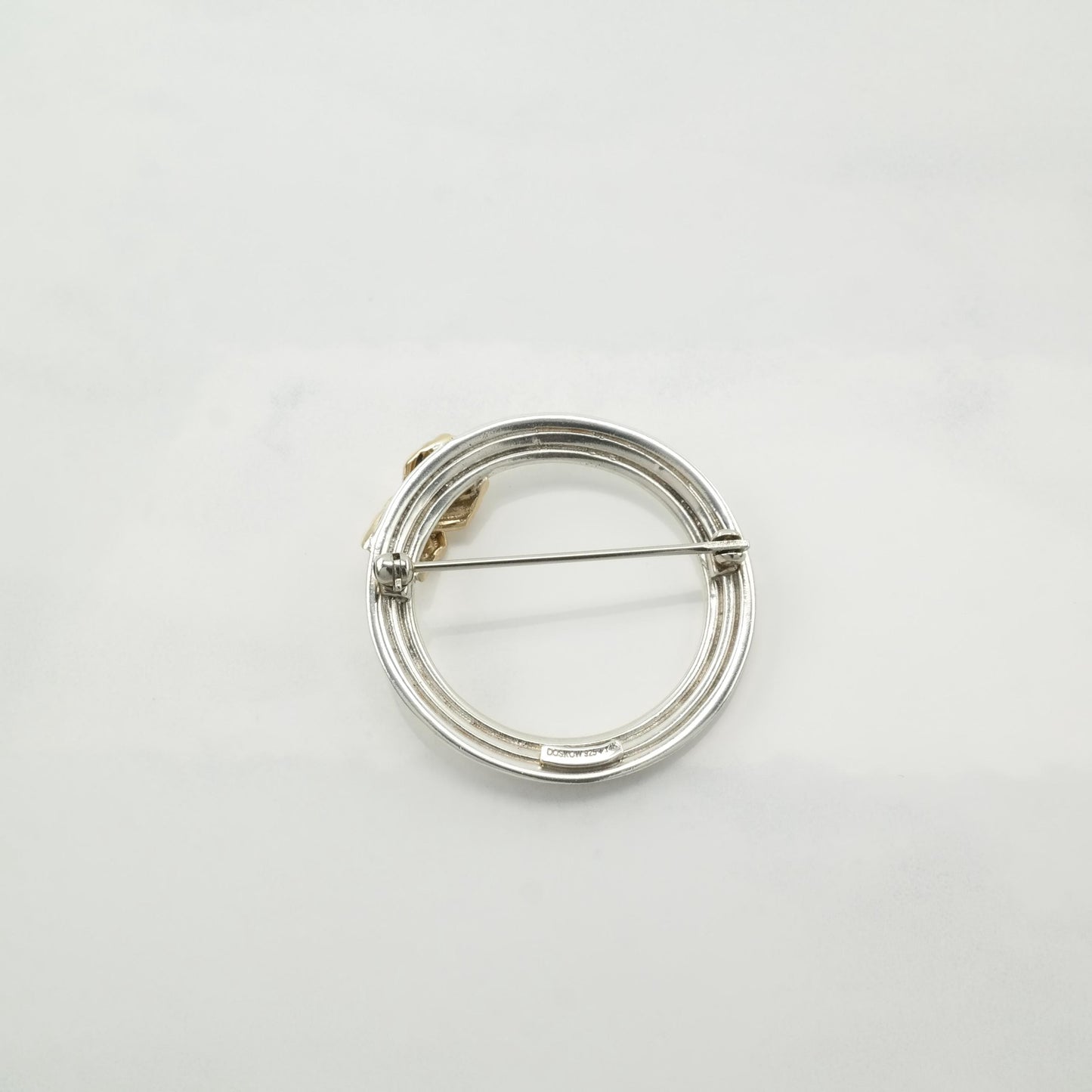 Doskow Circle Brooch 14k Gold Accent Sterling Silver