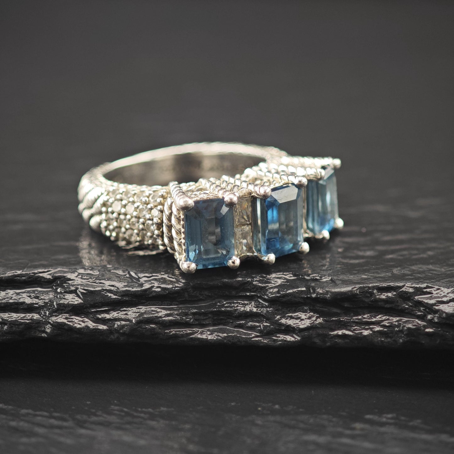 Judith Ripka Topaz, CZ Ring Sterling Silver