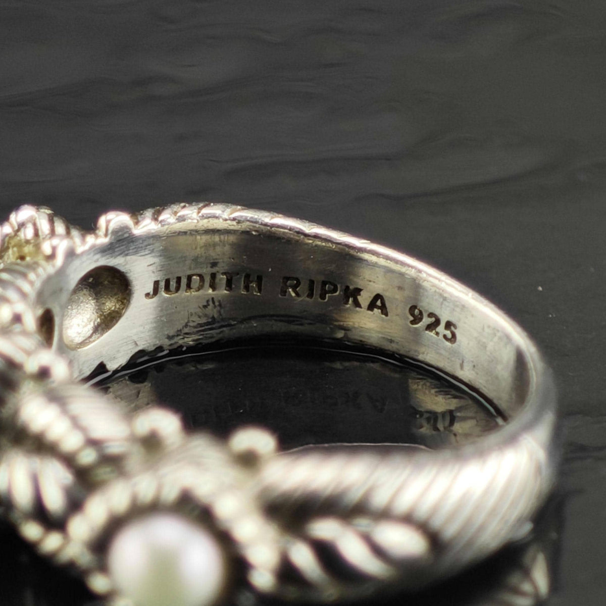 Vintage Judith Ripka Pearl Band Sterling Silver Ring Sz 6 R6817