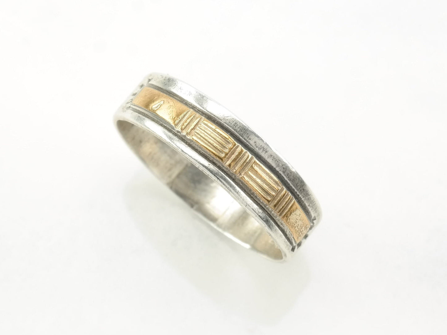 Sterling Silver Ring 12K Gold Fill Accent Minimalist Band Size 11