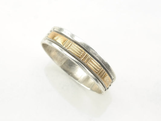 Sterling Silver Ring 12K Gold Fill Accent Minimalist Band Size 11