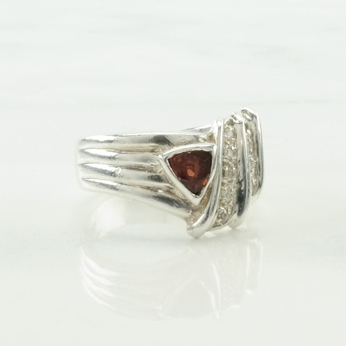 Sterling Silver Ring Garnet CZ Red Size 7