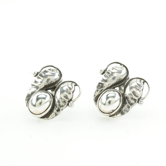 Georg Jensen Sterling Silver Floral Wings Earrings Stud