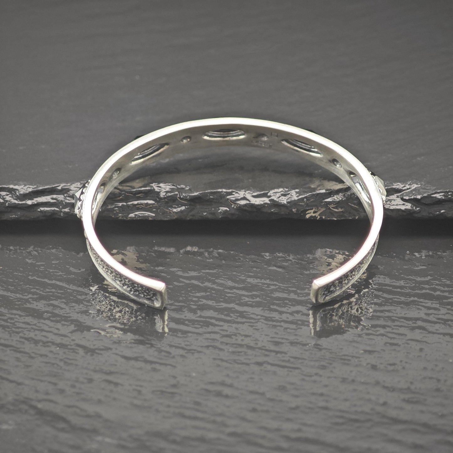 Carolyn Pollack Onyx Sandcast Cuff Bracelet Sterling Silver