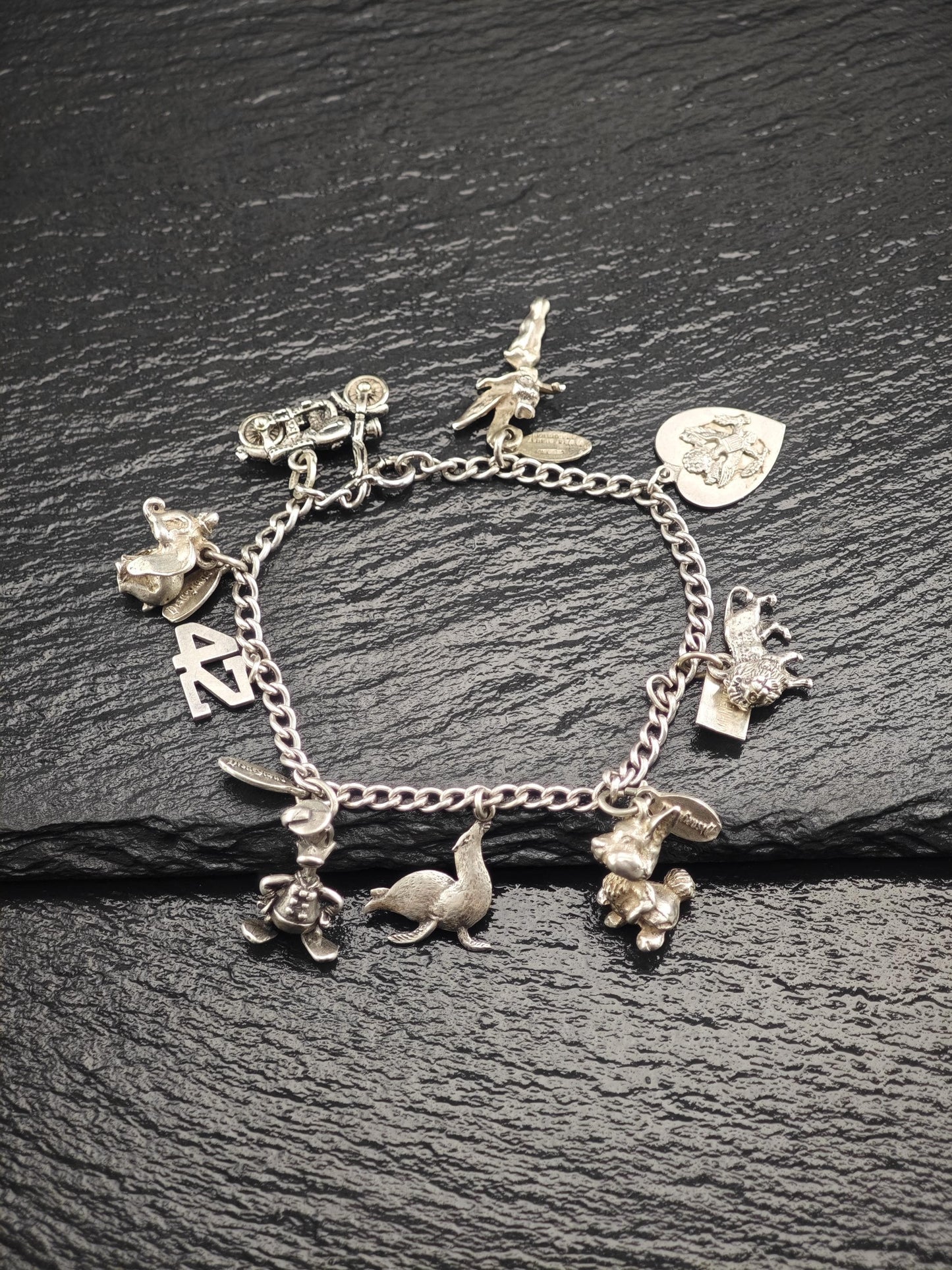 Vintage Authentic Licensed Disney Charm Bracelet Sterling Silver Circa 1950-1970's
