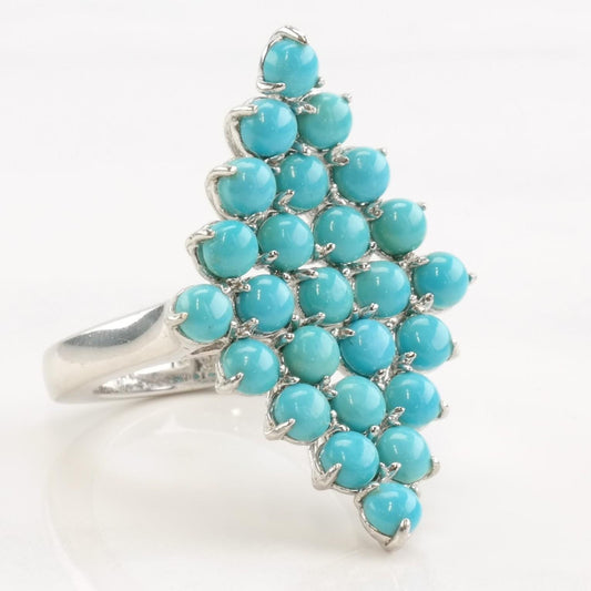 Vintage Sterling Silver Ring Turquoise Cluster Size 5 1/4