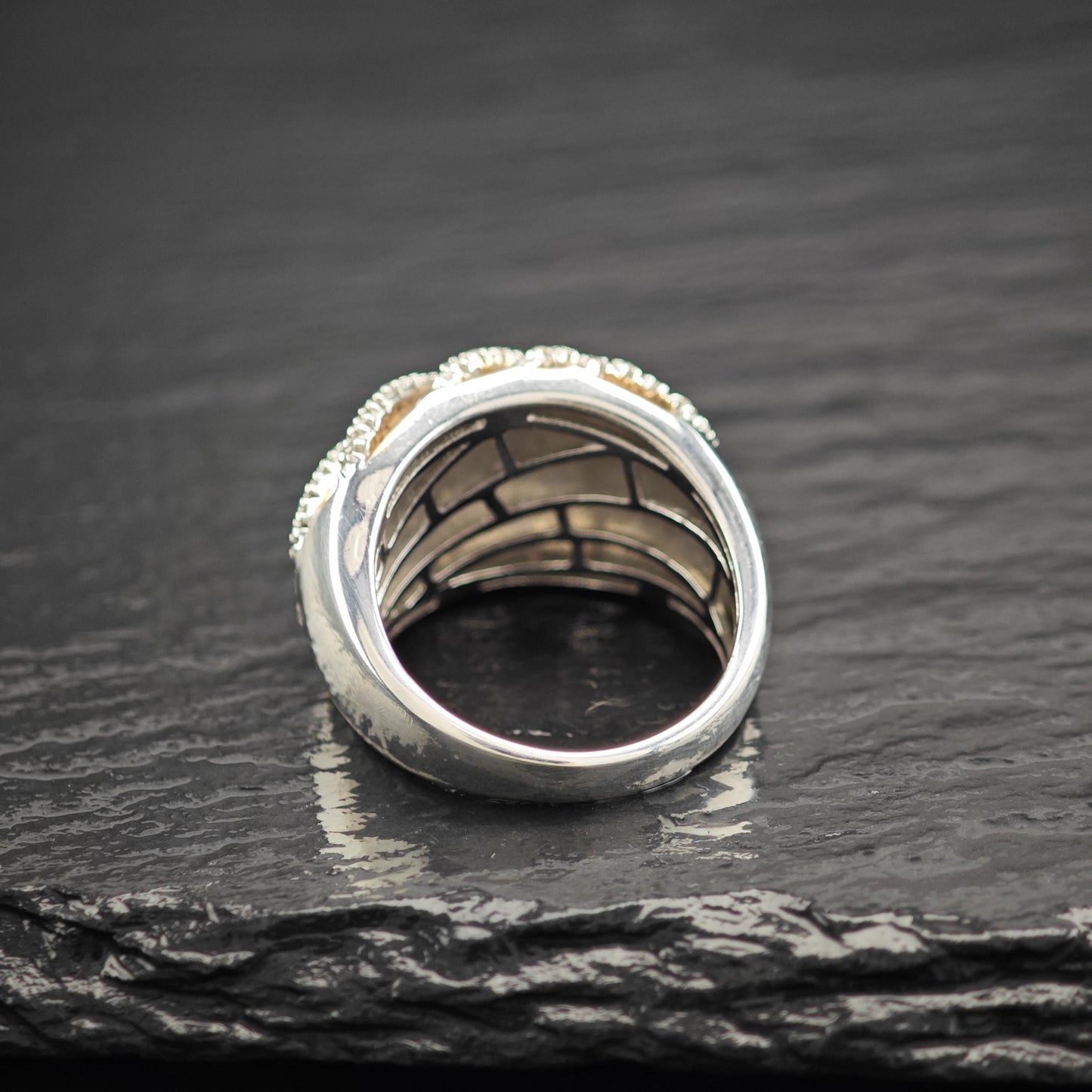 Two Tone Diamond Ring 1/2ctw JWBR Sterling Silver Dome, Rose Gold Plate