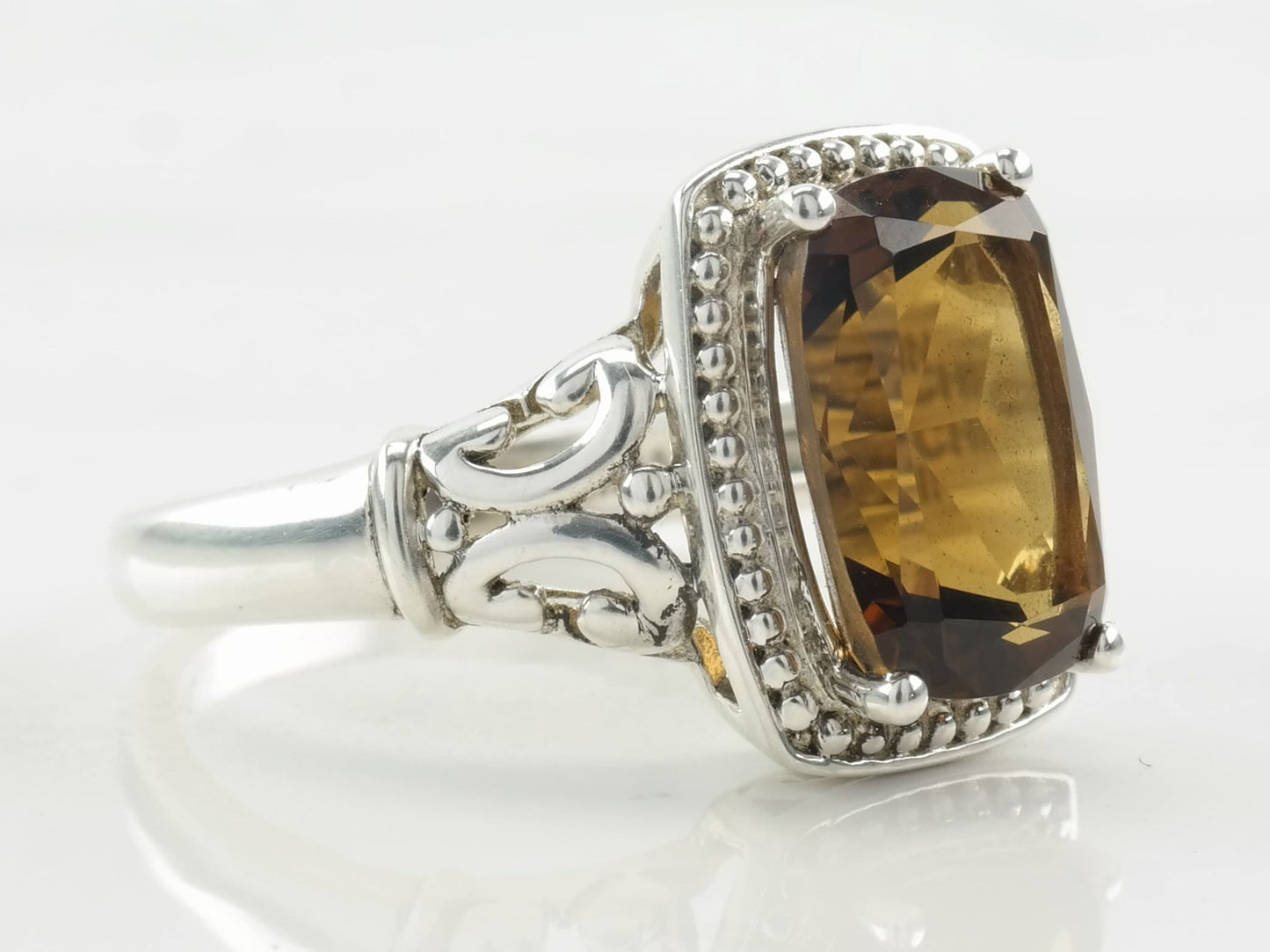 Sterling Silver Ring Citrine Square Size 8