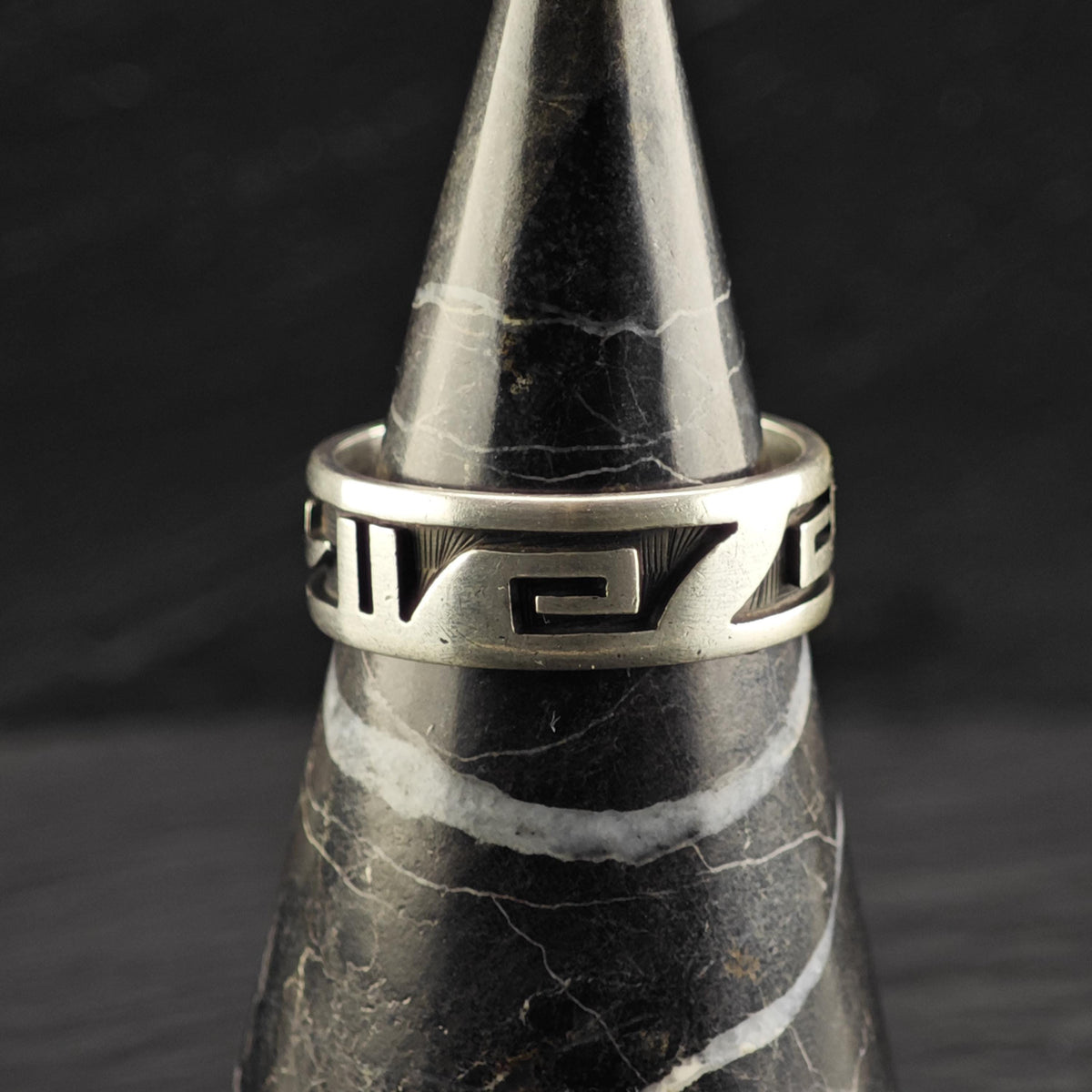 Hopi Overlay Band By Archie Talahaftewa Sterling Silver Sz 11 R6850