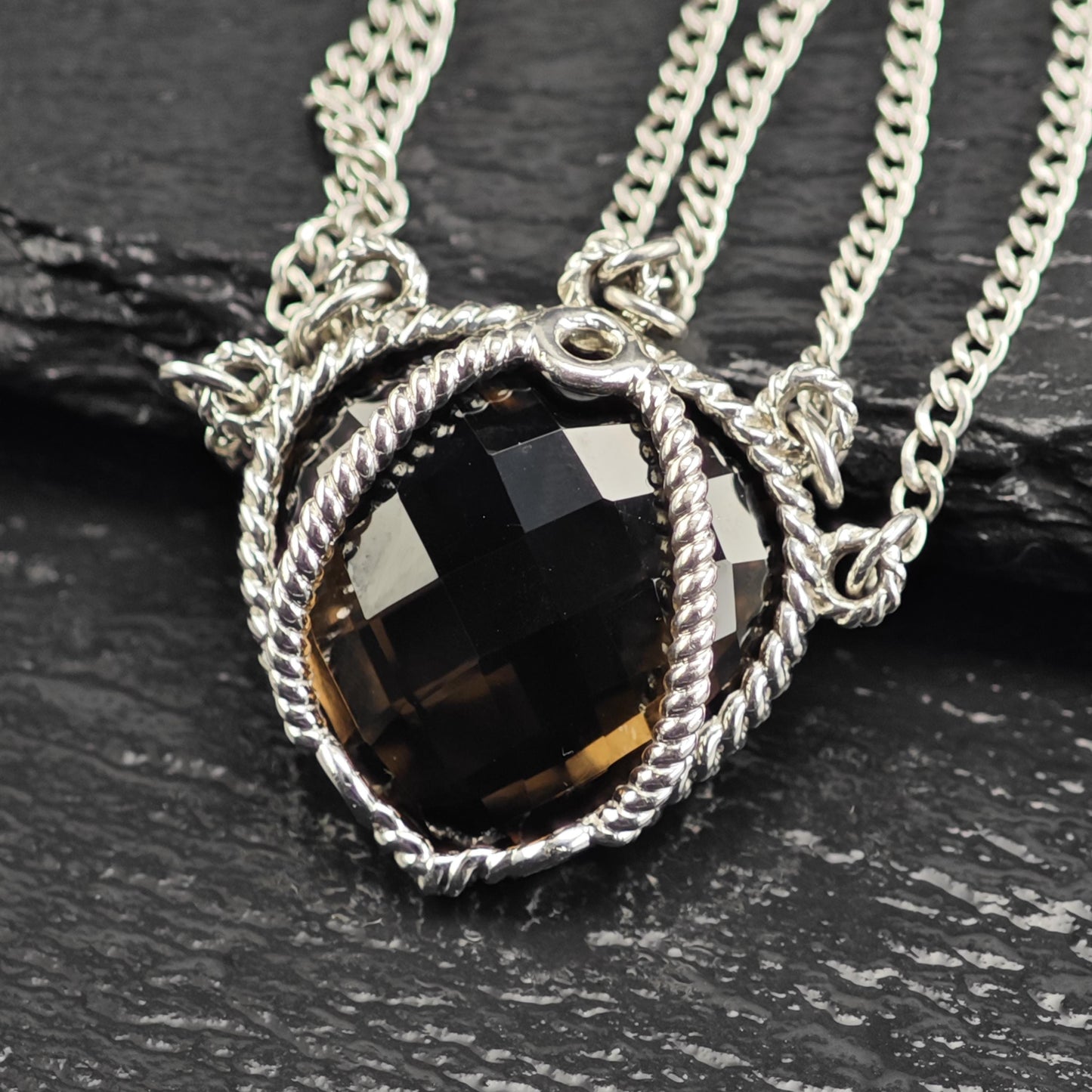 Anthony Nak Smoky Quartz, Heart Sterling Silver Necklace N2736