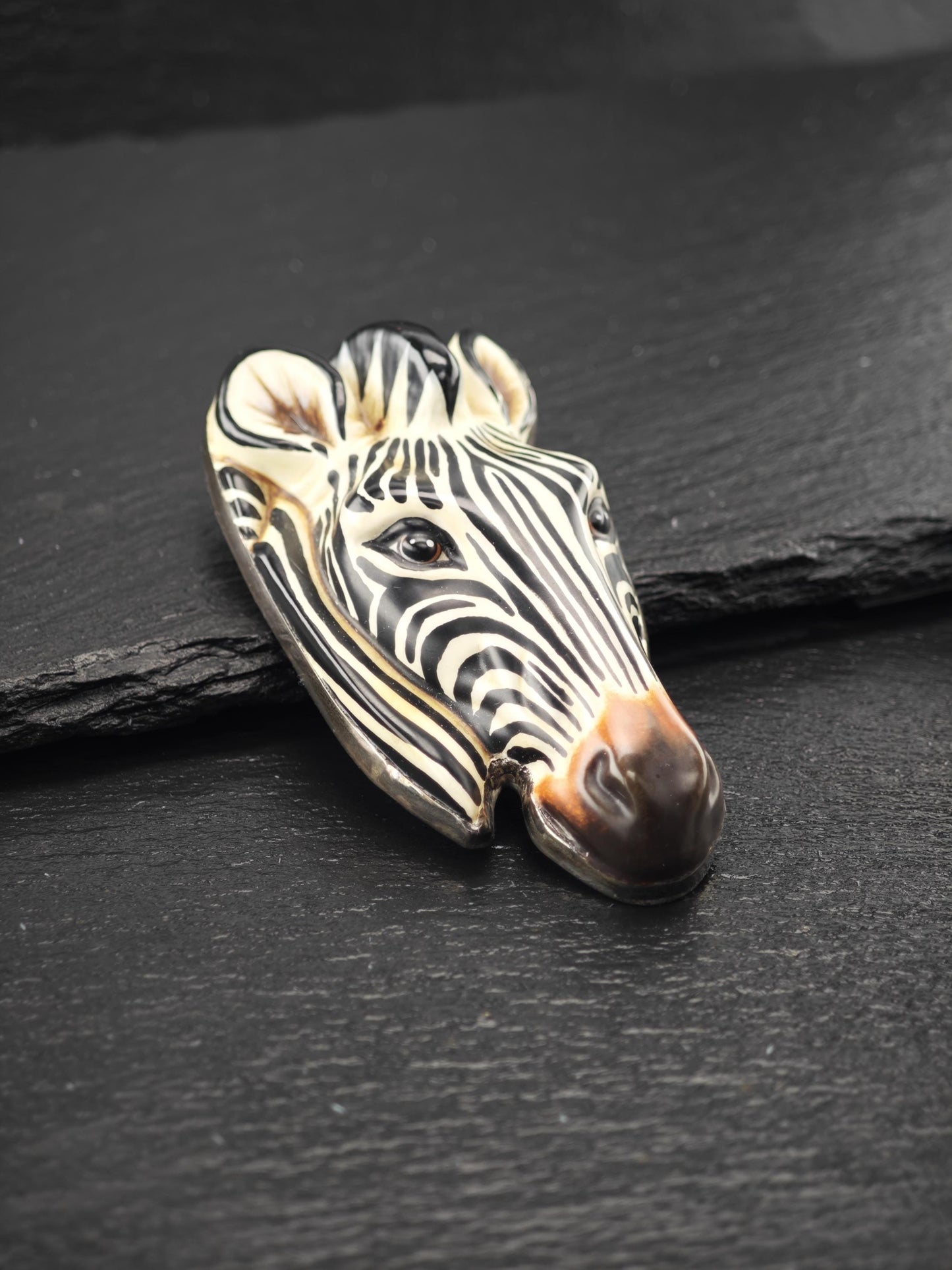 Sergio Bustamante Sterling Silver Brooch Pendant Zebra Multi-color B2053