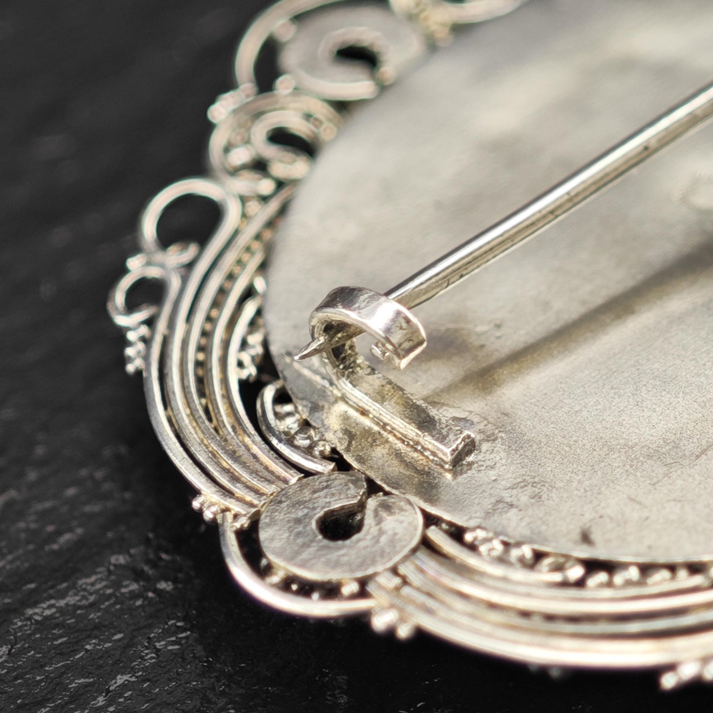 Purple Amethyst Brooch Floral Sterling Silver