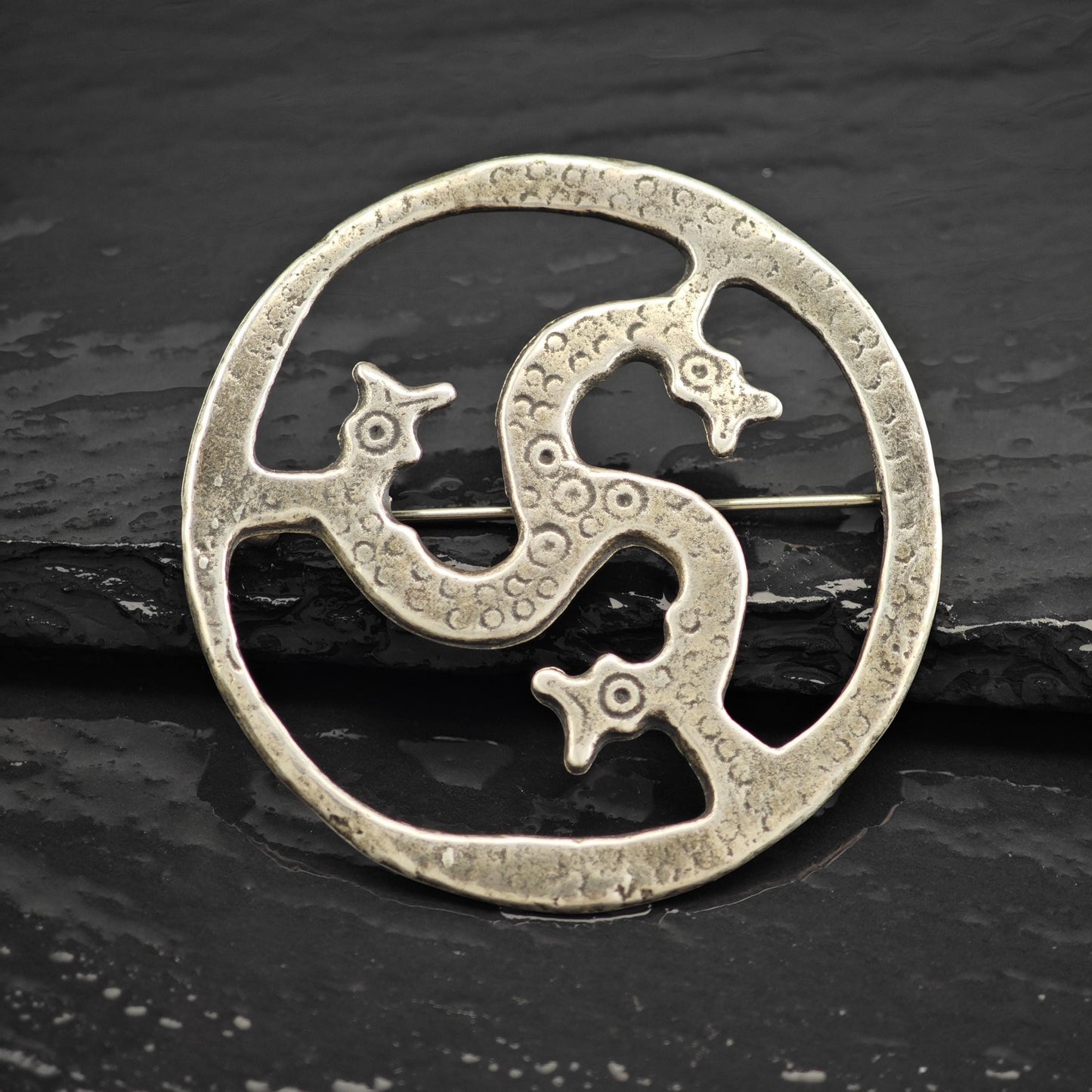 Sea Serpent Brooch Sterling Silver