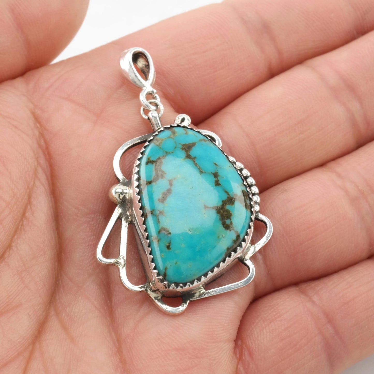 Vintage Southwest Turquoise Sterling Silver Pendant