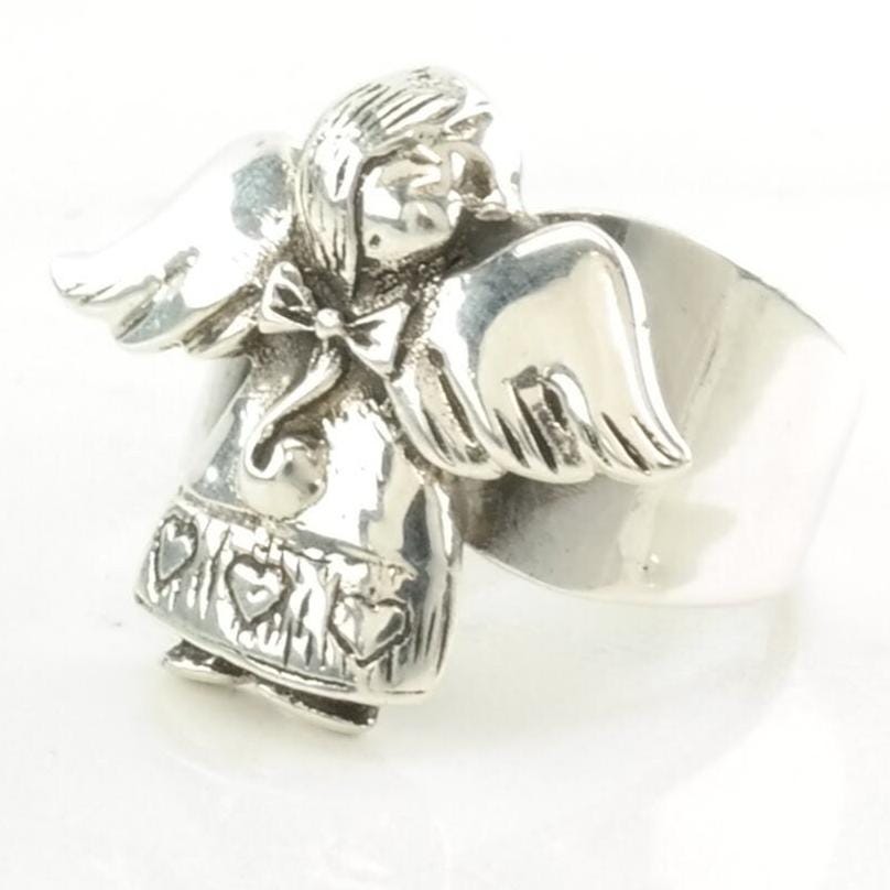 Vintage Sterling Silver Ring Angel Size 7 3/4