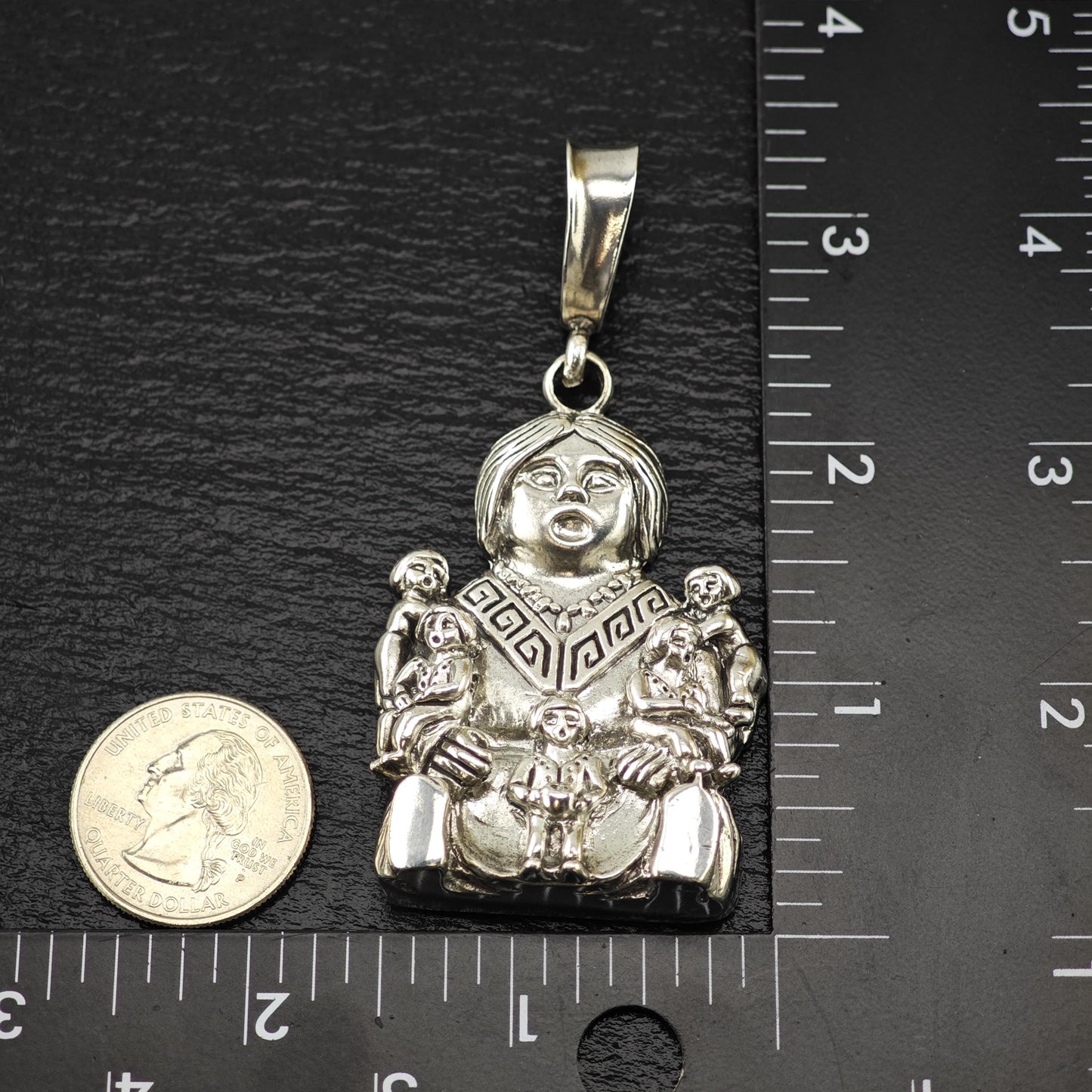 Native American Storyteller Fertility Pendant Sterling Silver P2828