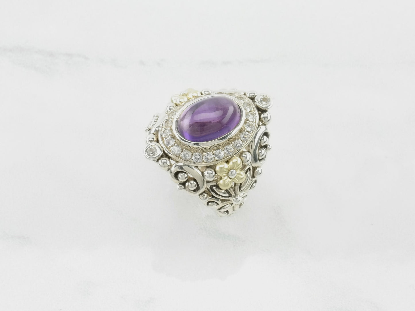 Vintage Bixby Silver Ring Amethyst Sterling Purple Size 7