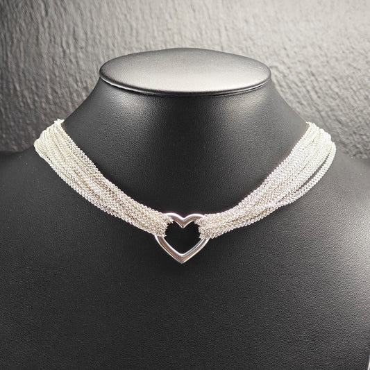 Tiffany Heart Mesh, Toggle Choker Necklace Sterling Silver