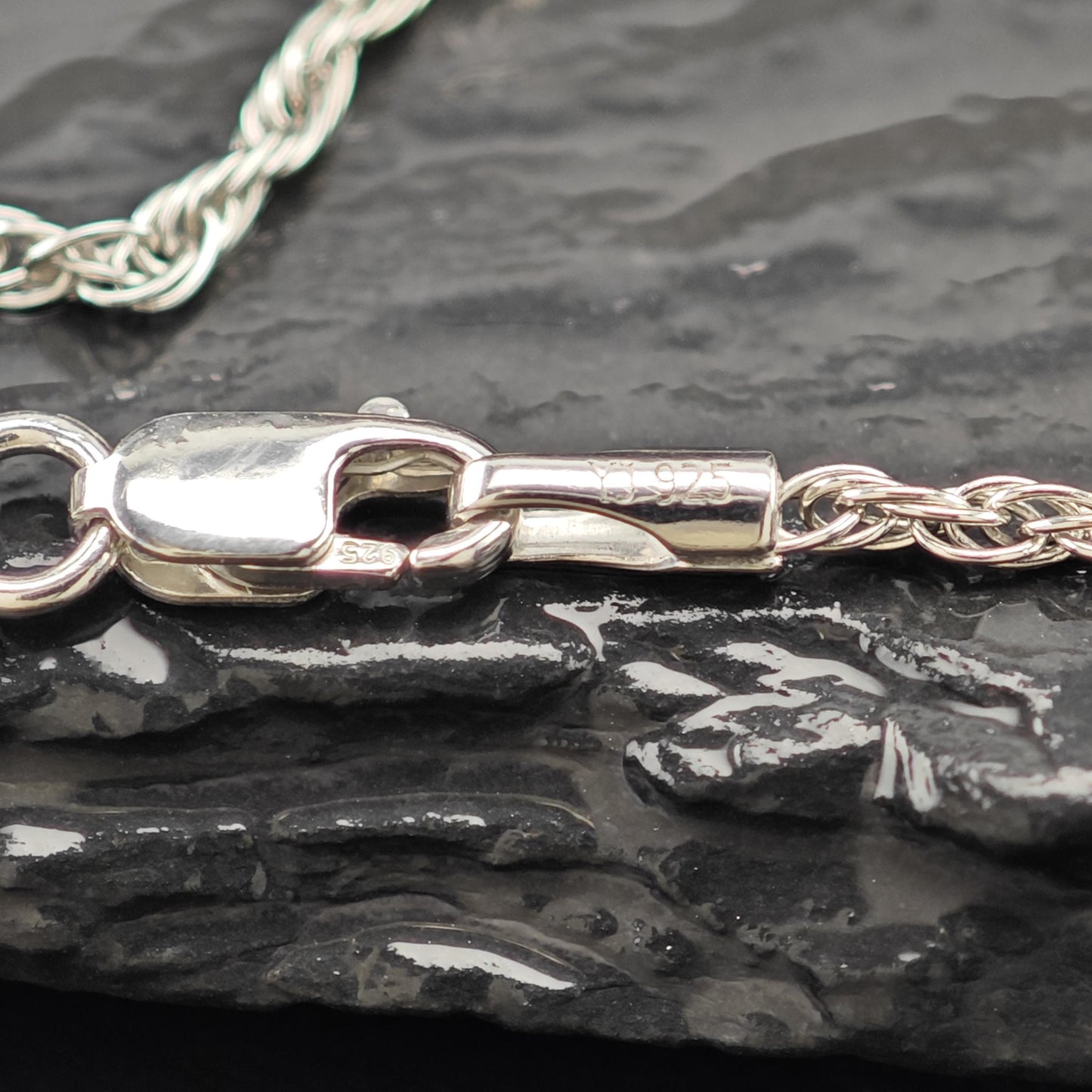 Adjustable slider Rope Chain Sterling Silver Necklace 24 1/8" N2627
