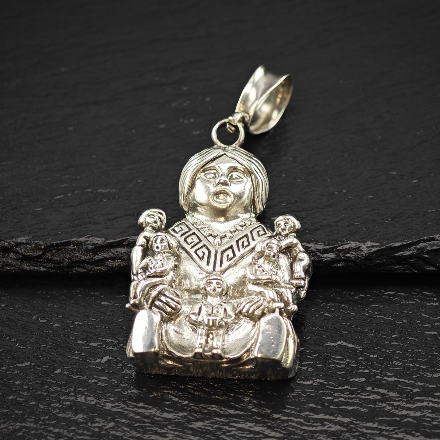 Native American Storyteller Fertility Pendant Sterling Silver P2828