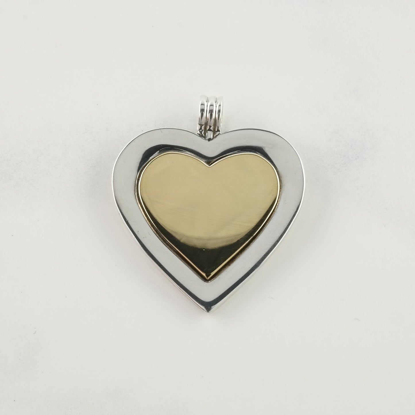 Vintage Tiffany & Co Heart 18K Gold Center Sterling Silver Pendant