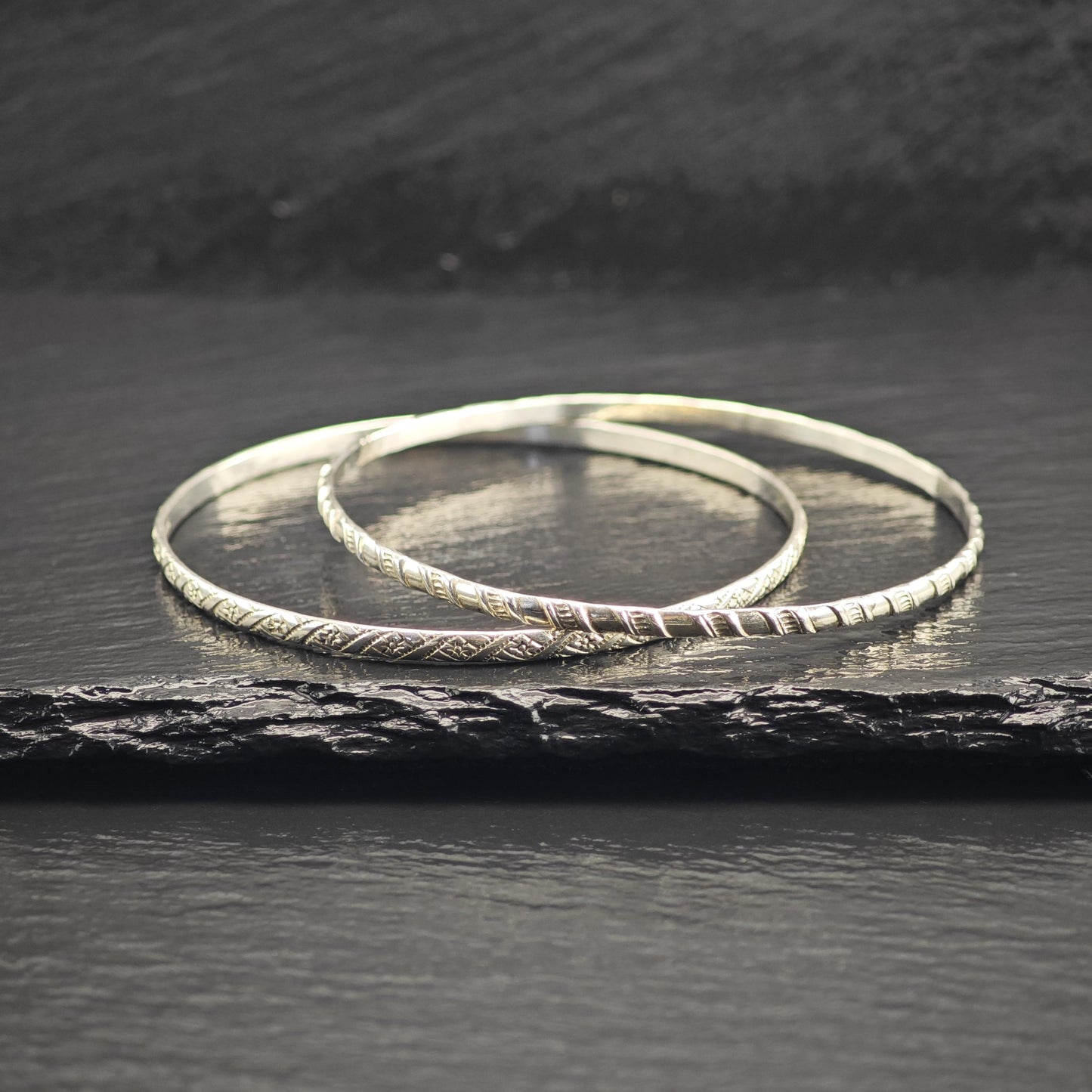 Choice of Repousse Sterling Silver Bangles Sz 8" BR3122