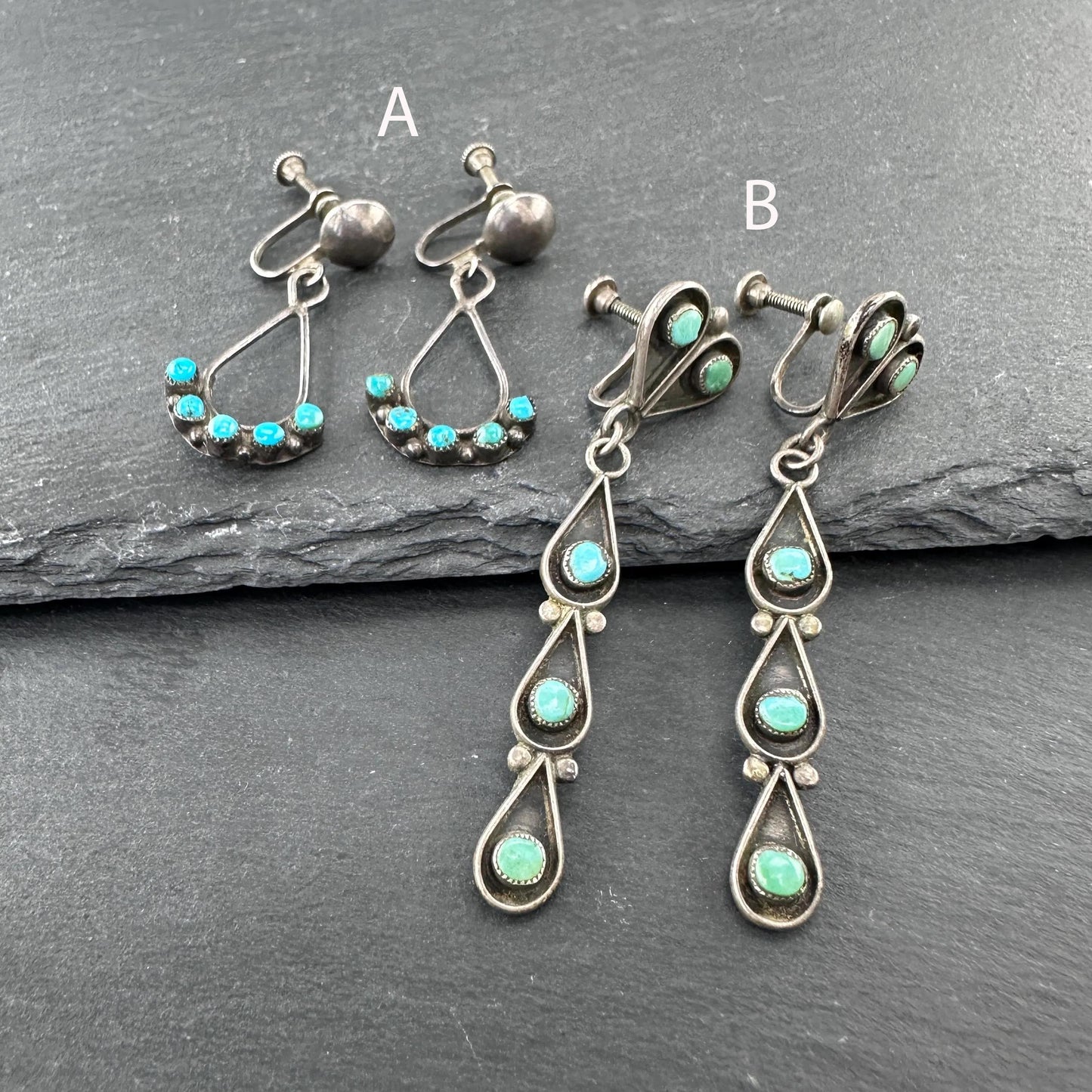 Choice of Zuni, Native American Screw Back Earrings Sterling Silver