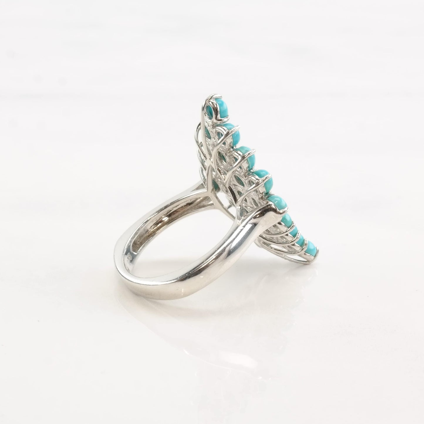 Sterling Silver Ring Turquoise Cluster Size 5 1/4