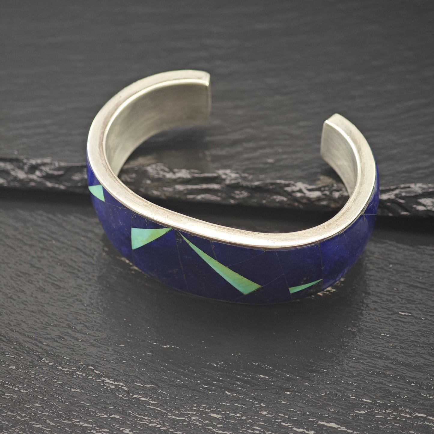 Harrison Jim Inlay Cuff Lapis, Turquoise Bracelet Native American Sterling Silver
