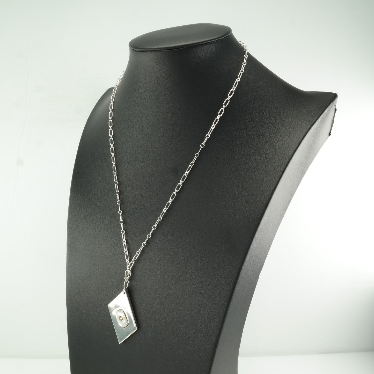 Christin Wolf Sterling Silver White MOP, Diamond Necklace