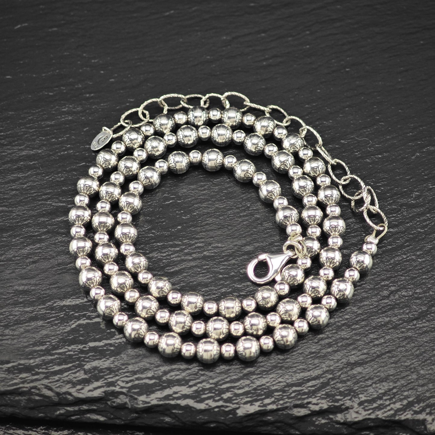 Relios Sterling Silver Pearl 6mm Beads Beaded Necklace