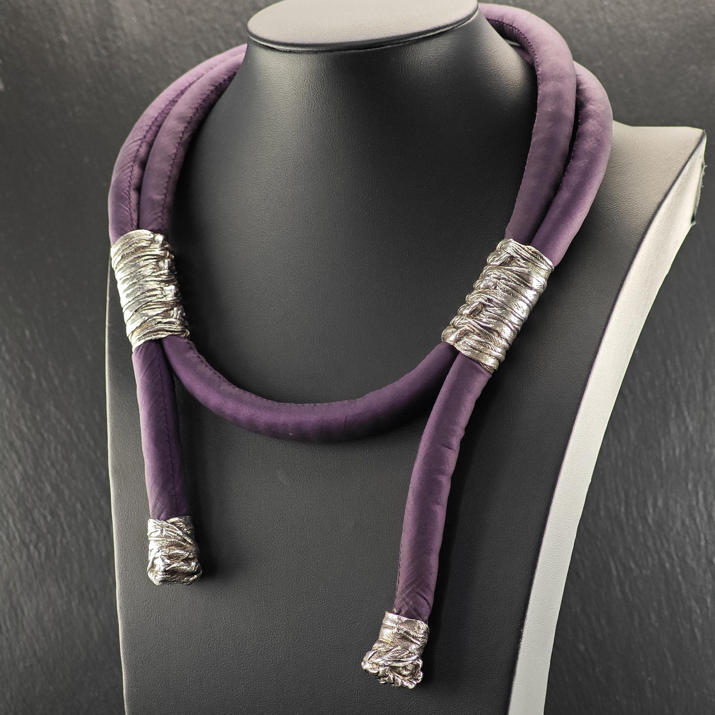 Vintage Mignon Faget Purple Triple Knot Lariat Necklace Sterling Silver
