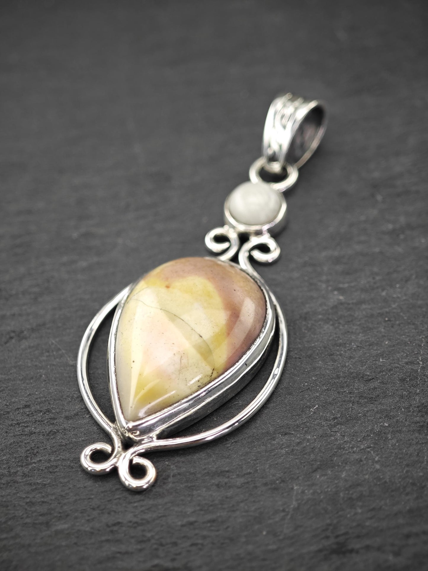 Vintage Jasper Pendant, Sterling Silver