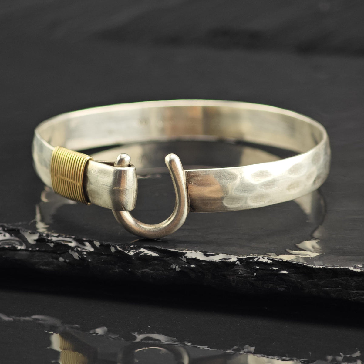 Horseshoe 14k Gold Accent Sterling Silver Cuff Sz 6 3/4" BR3151