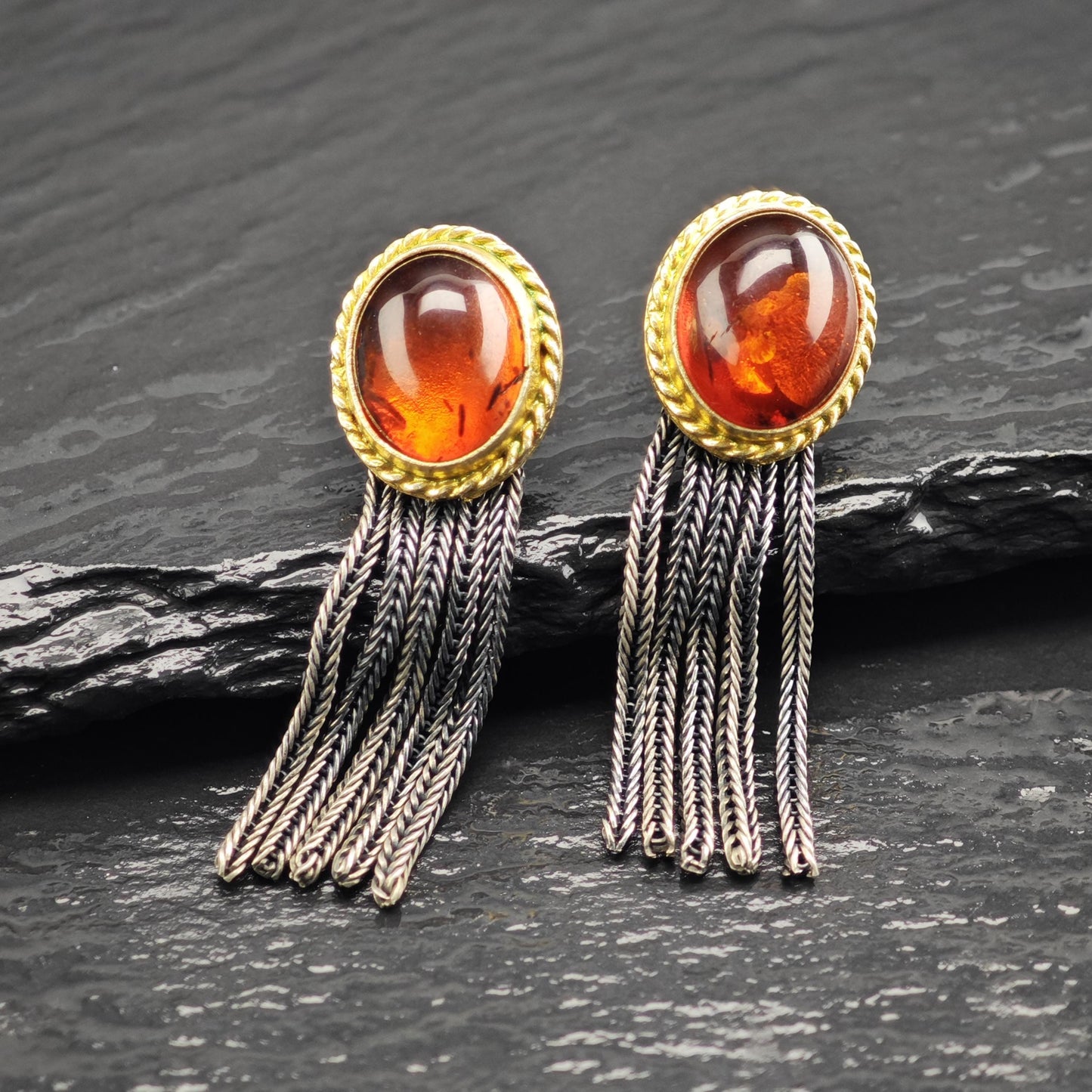 Amber Stud Sterling Silver Earrings ER3125