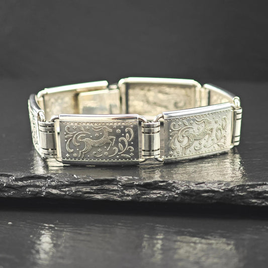 835 European Silver Gazel Link Bracelet Silver Size 6 3/4"