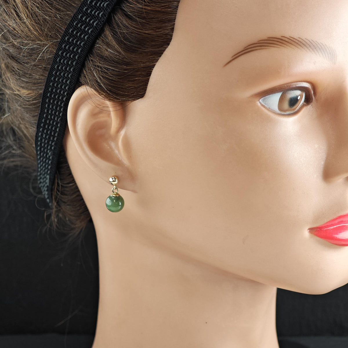 Nephrite Jade 14K Gold Stud/Dangle Earrings ER3224