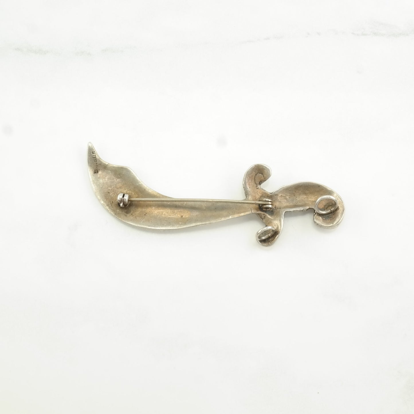 Vintage Silver Brooch Pendant Scimitar Sword Sterling