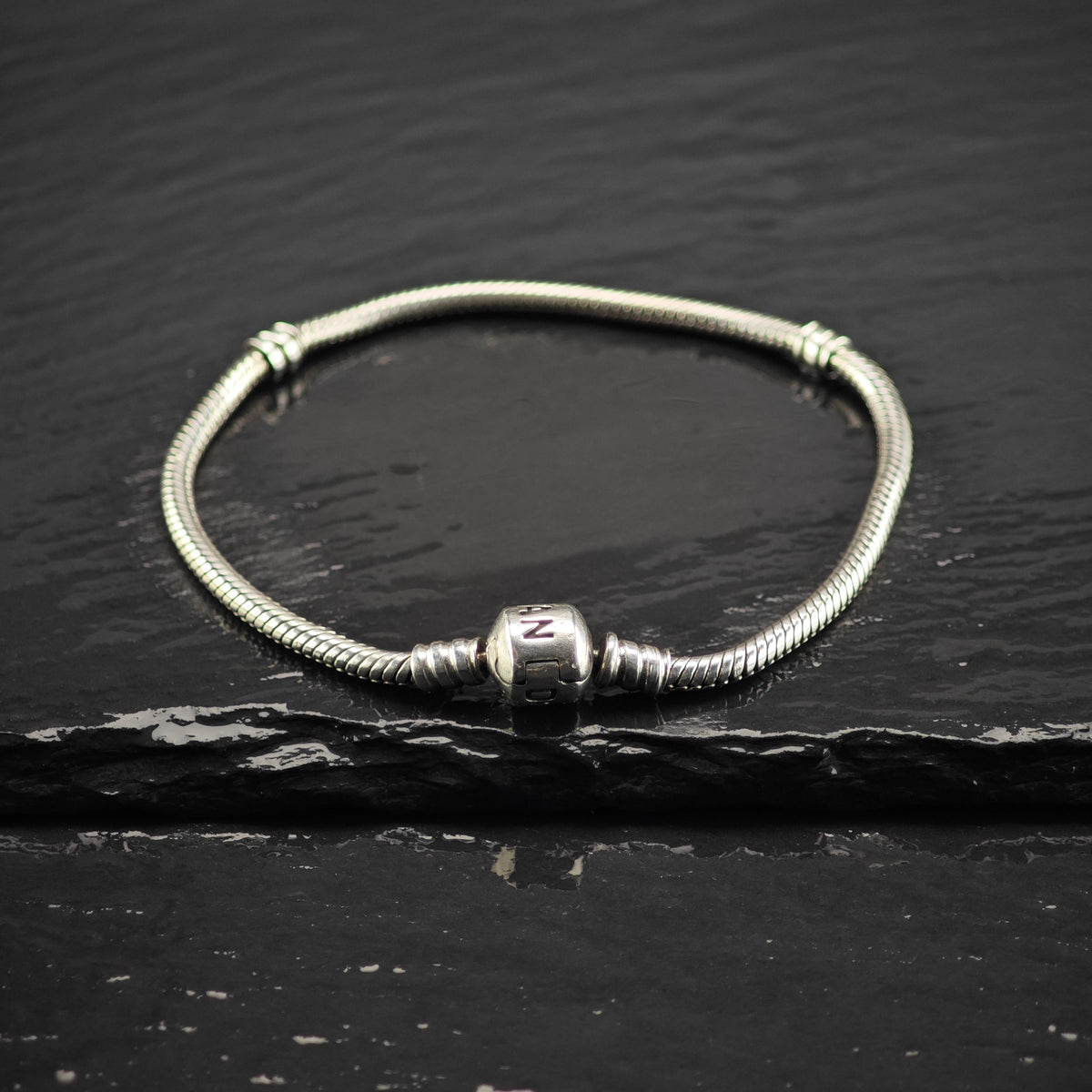 Vintage Pandora Sterling Silver Line Bracelet Sz 7 1/4" BR3183