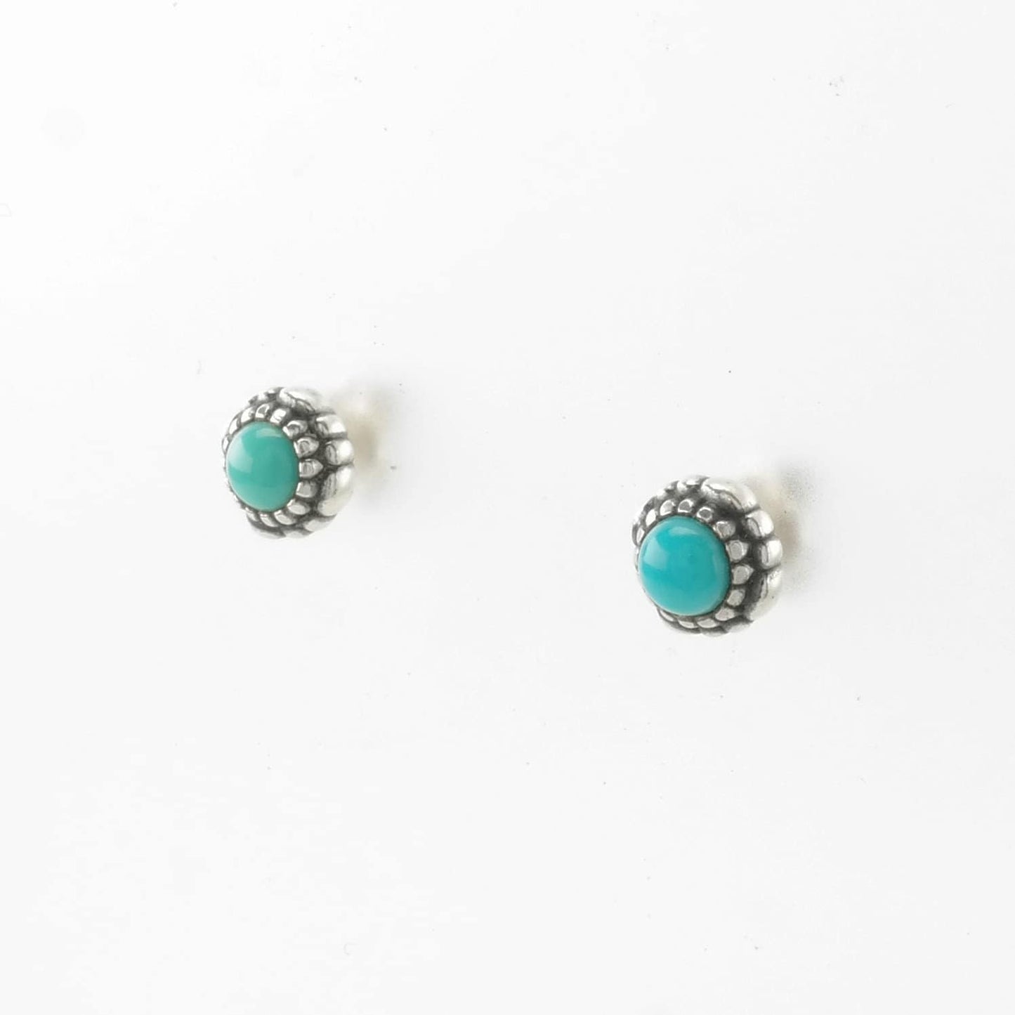 Vintage Sterling Silver Stud Earrings Pandora Blue Turquoise