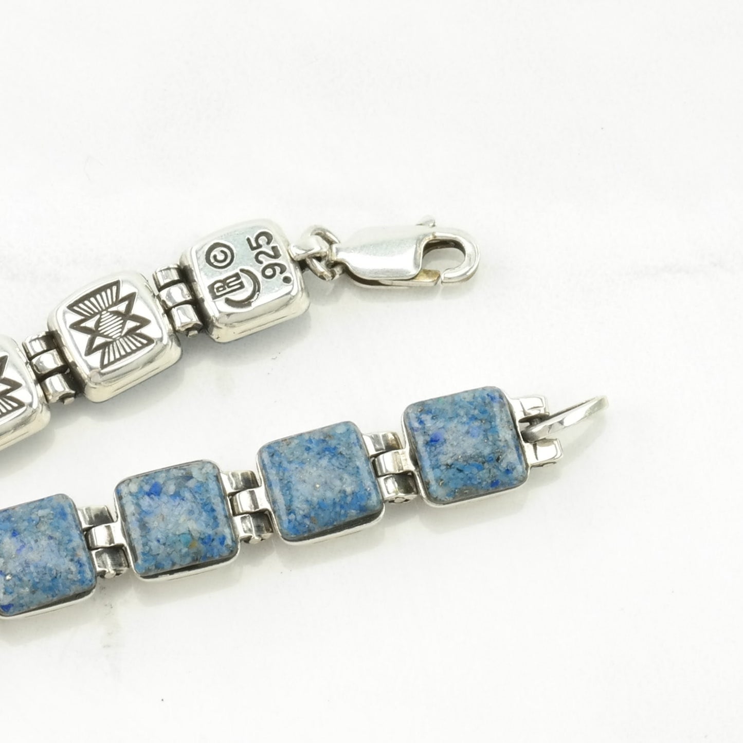 Choice of Vintage Carolyn Pollack Sterling Silver Link Bracelet Multi Stone Inlay