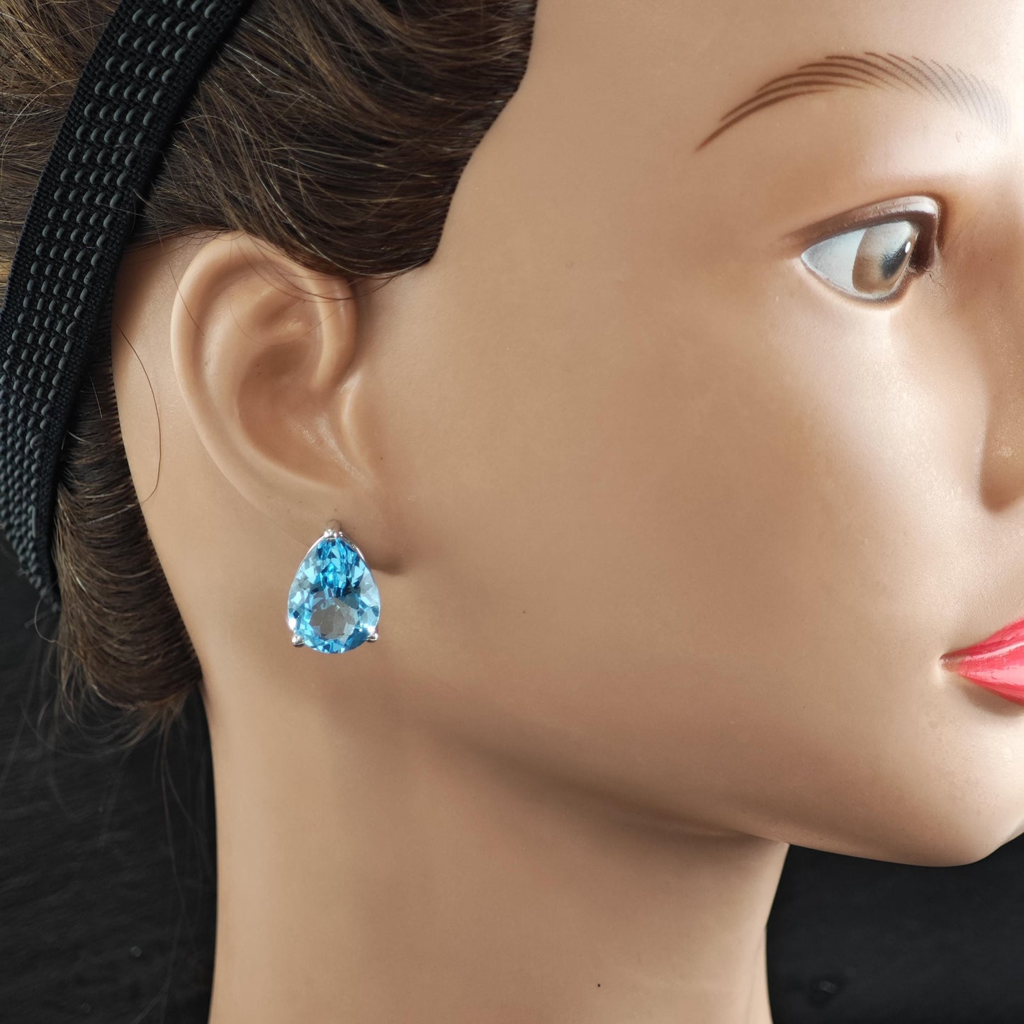 20cttw Topaz Teardrop Stud Sterling Silver Earrings ER3122
