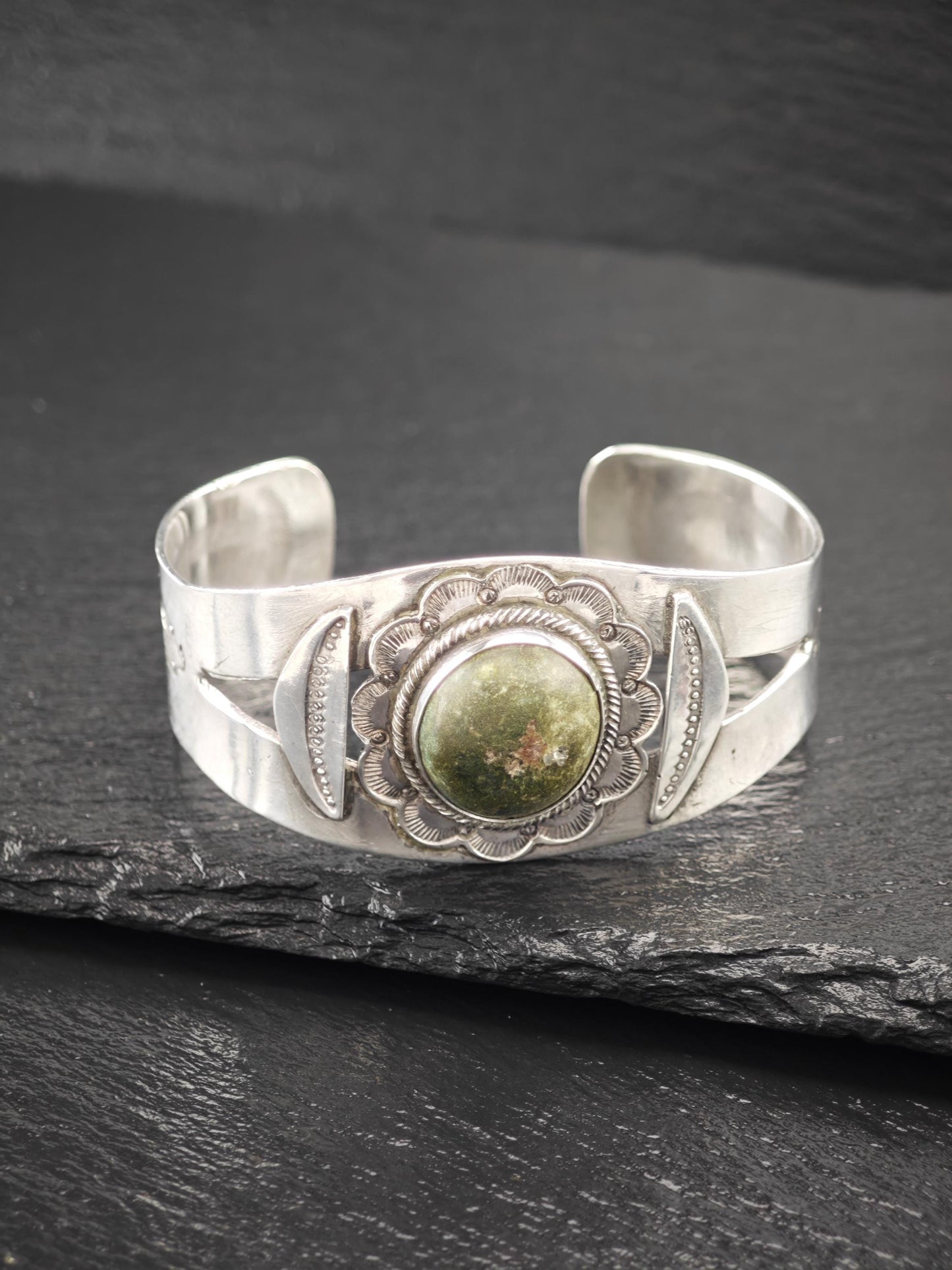 Fred Harvey Era Cerillos, Native American Cuff Bracelet Sterling Silver