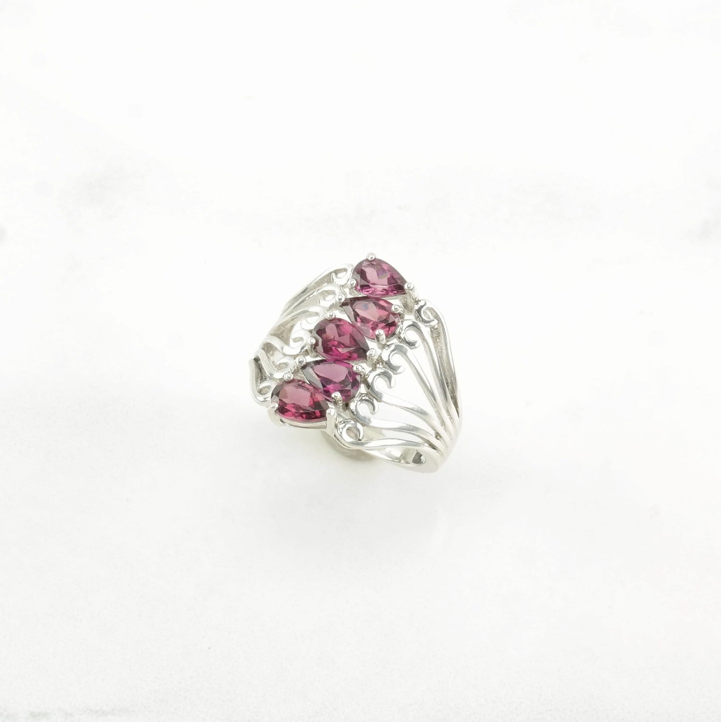 Sterling Silver Ring Garnet Pink Size 7